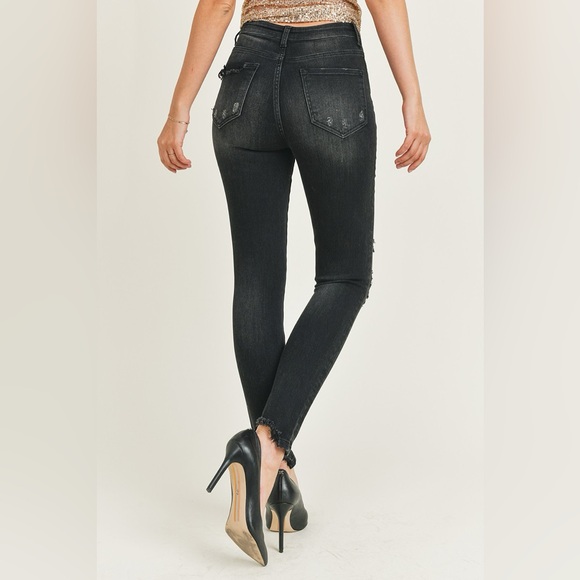 RISEN JEANS HIGH RISE VINTAGE WASHED SKINNY #1054 - Picture 2 of 5